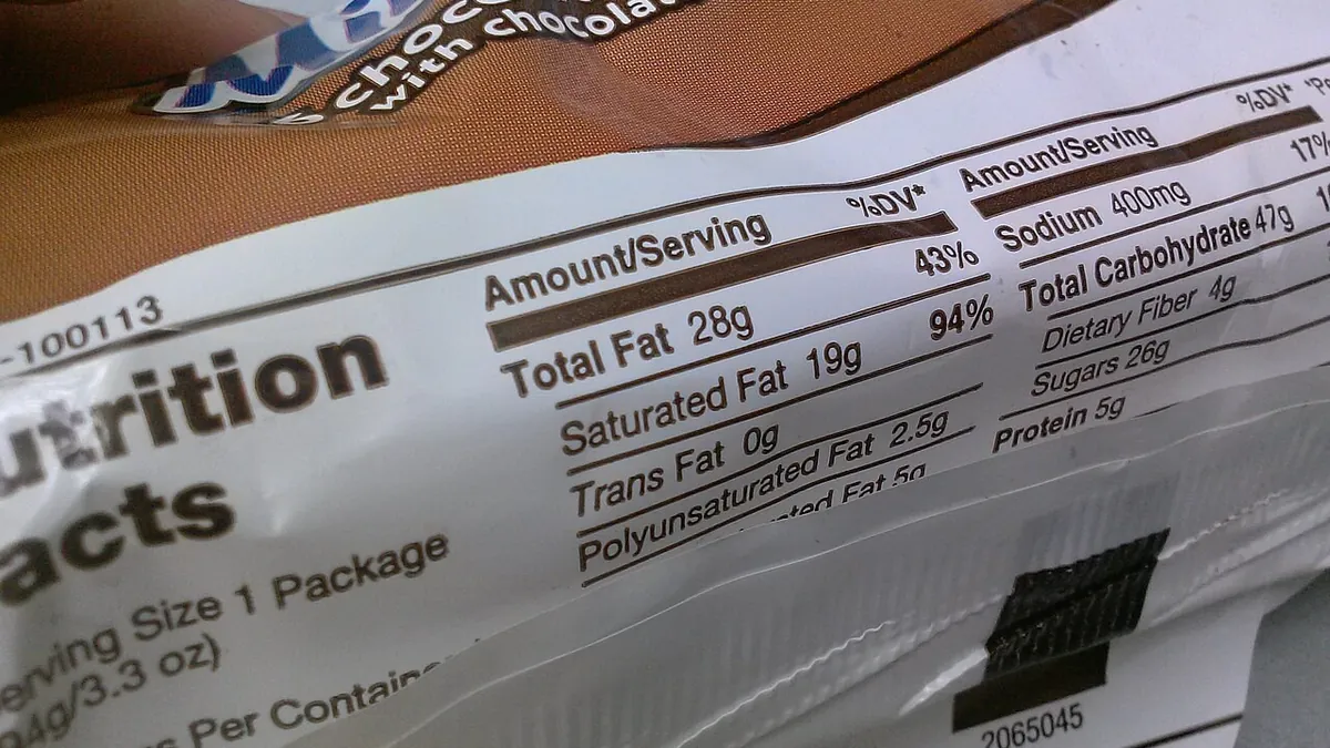 A Nutrition Facts label showing serving size and carbohydrate information